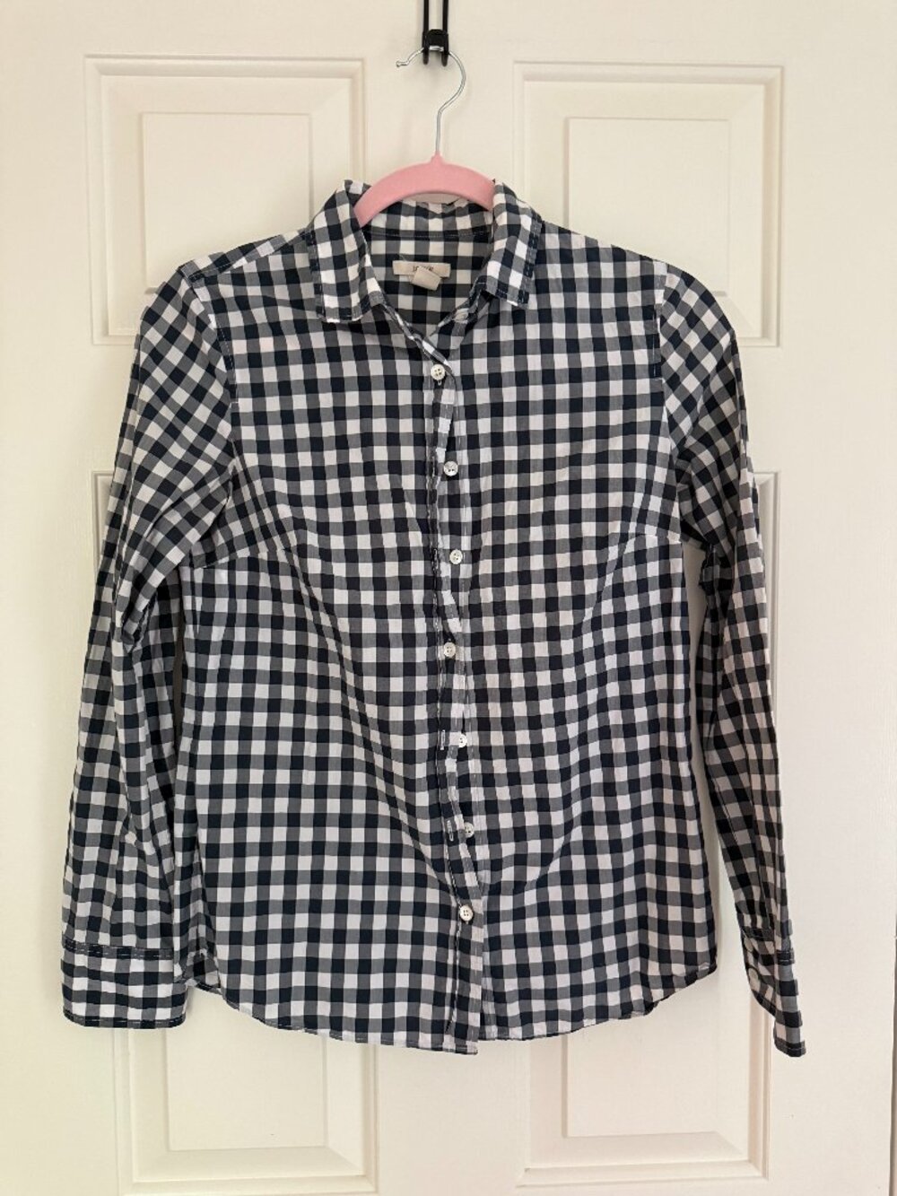 J.Crew navy and white check button down size 0